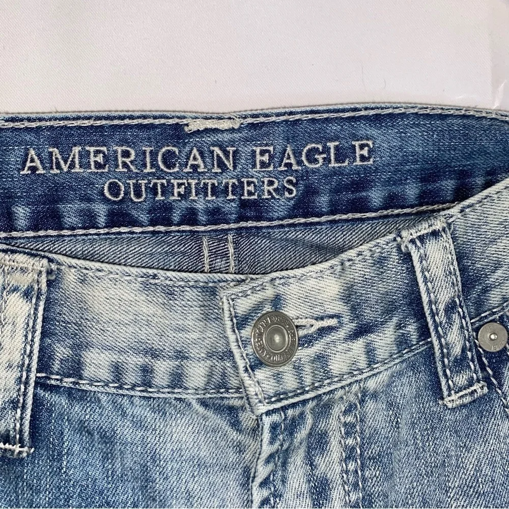 American Eagle Outfitters Acid Wash Straight Leg Denim Jeans Size 34 X 32 - Picture 8 of 8